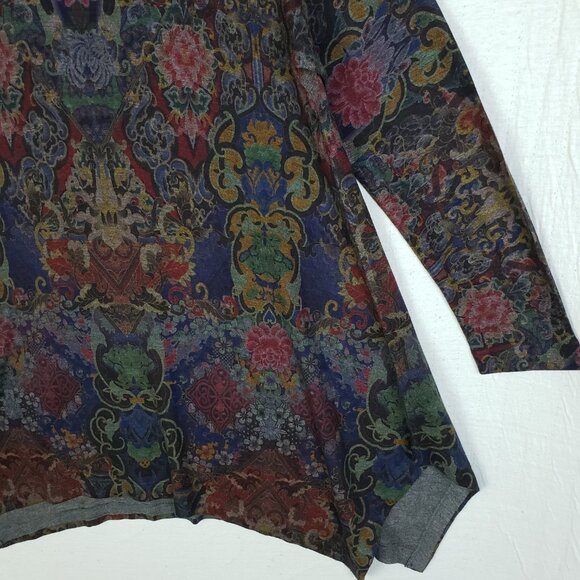 Soft Surroundings Poppy Field Tunic Top Sweater Paisley Floral Fairy size L Boho - Picture 5 of 12